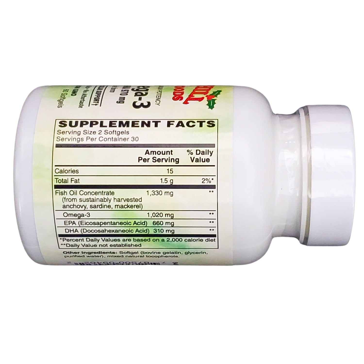 Holly Hill Health Foods Ultra Omega-3, 970 mg EPA/DHA, Mini-Easy Swallow, 60 Mini-Softgels