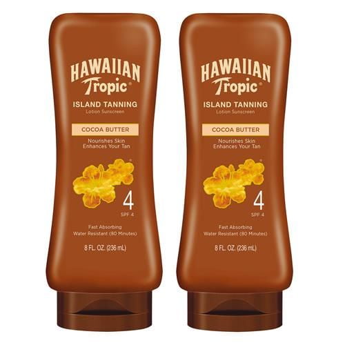 Hawaiian Tropic Island Tanning Lotion - Outdoor Tanning Lotion With Spf 4, Oxybenzone Free Sunscreen, 8Oz, Twin Pack Package May Vary