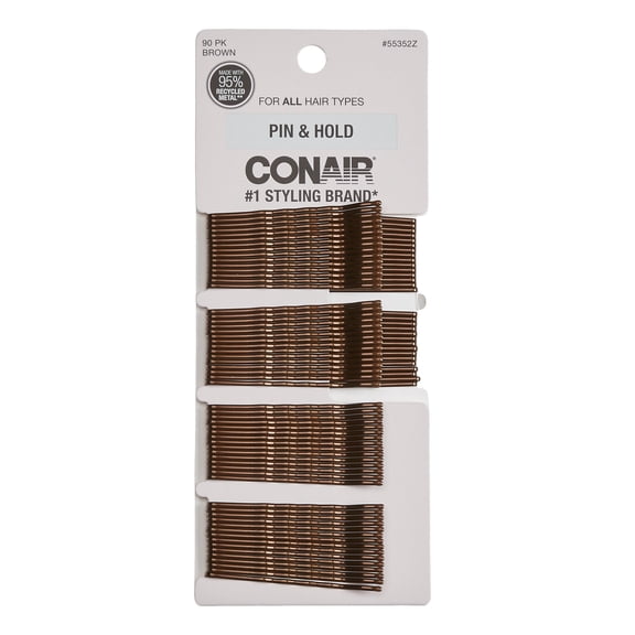 Conair Styling Essentials Bobby Pins, Brown, 90 ct.