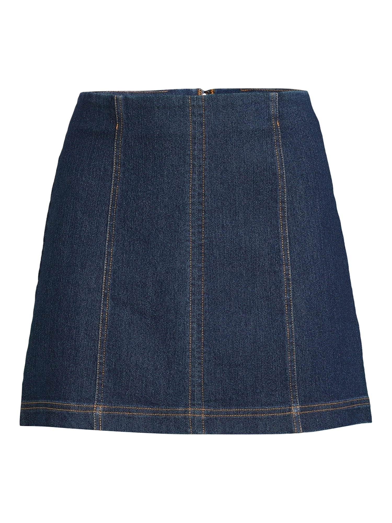 No Boundaries Juniors Seamed A-Line Mini Denim Skirt, Sizes XS-XXXL