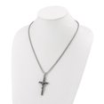 thumbnail image 3 of Diamond2Deal Stainless Steel Antiqued and Polished INRI Crucifix Pendant on a Box Chain Necklace for Men 22", 3 of 6