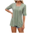 thumbnail image 2 of Lixiuxyad Womens Fashion Casual Solid Color T Shirt Half Sleeve Square Neck Casual Top Summer Tee Shirts,Green M, 2 of 7