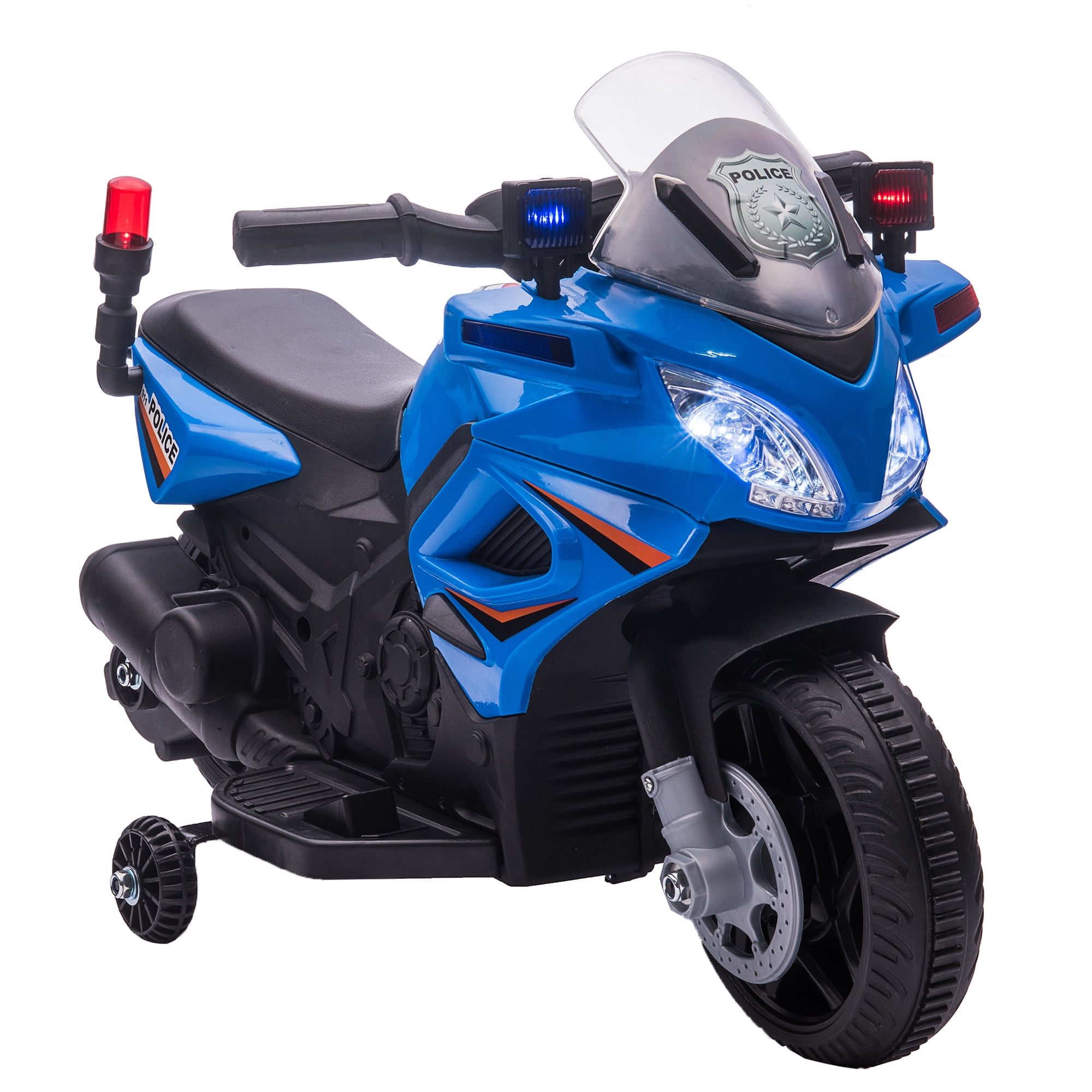Electric Ride On Bike Police Motorcycle Toy for Kid Toddler Children 6V Battery 