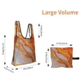 thumbnail image 2 of Shopping Bag 17.5×4.5×15in Crack Resistant Waterproof Super Large Capacity Reusable Extended Handle Can Be Carried Or One Shoulder Orange And White-Gold Marble, 2 of 8