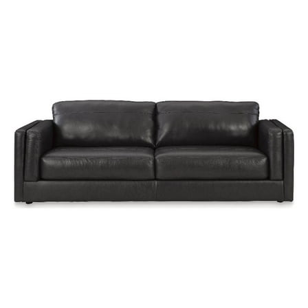 Bowery Hill Modern Corner-blocked Frame Leather Sofa I Black