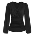 thumbnail image 2 of Blusa cruzada con cuello en V, camiseta cruzada con cuello en V profundo para mujer Camiseta cruzada con cuello en V para mujer Consigue más, 2 of 2