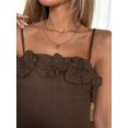thumbnail image 5 of Brown 3D Floral Ruffle A-Line Sundress For Women Casual Vacation Mini Dress, 5 of 8