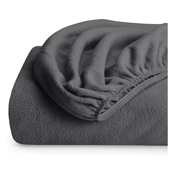 Twin XL Fleece Fitted Sheet 2 Pack - Extra Plush Polar Fleece - Deep Pocket - Soft Microfiber - All Season Cozy Warm - Twin Extra Long Sheets (Grey)