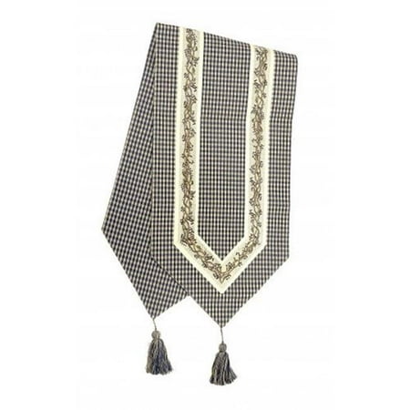 

Mr. MJs Trading AG-11296-13x72 13 x 72 in. Ribbed Table Runner with Tassels Berryvine Navy
