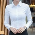 thumbnail image 3 of Long Sleeve Blouse Women Shirt Office Lady Business Button Up Solid Work Tops, 3 of 10