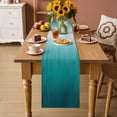 thumbnail image 2 of Teal Ombre Table Runner - 108 Inch Long Contemporary Gradient Abstract Art Cotton and Linen Blended Dress Scarves Farmhouse Table Runner for Kitchen Dining, Coffee Table, 13" x 108", 2 of 8