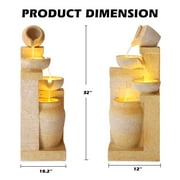 Magic Union Outdoor 4-Tiers Water Fountain, Garden Cascading Waterfalls Fountain with LED Lights, 32 H Modern Indoor/Outdoor Bowl Waterfall Feature Water Fountains for Garden, Patio, Yard Decor