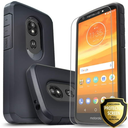 Moto E5 Plus Case, Moto E5 Supra Case, With [Permium HD Screen Protector], Heavy Duty Drop Protection Impact Advanced Rugged Protective Slim Fit Phone Cover- Black