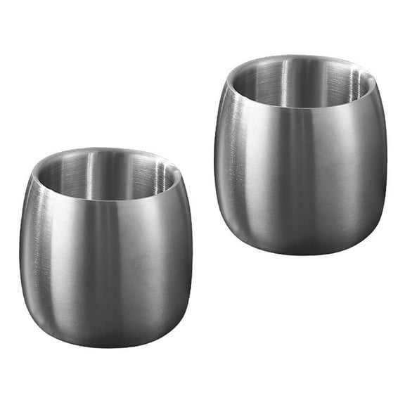 Set Of 2 Stainless Steel Drinking Glasses Stackable Double Wall Cups Metal Mug Dishwasher Safe Cold Water Drinkwares