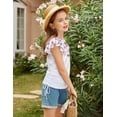 thumbnail image 5 of Arshiner Girls T Shirts Ruffle Short Sleeve Ruched Knot Side Tunic Blouse Summer Tee Tops, 5 of 6