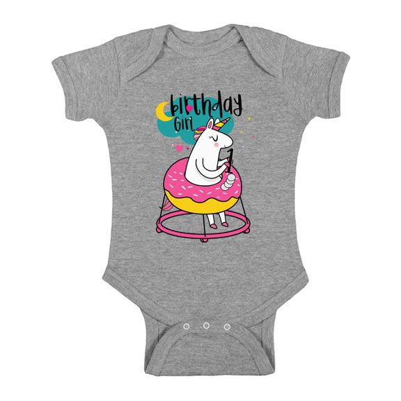 Awkward Styles I am One Bodysuit First B-Day Party 1st Birthday Girl Bodysuit Unicorn Baby Bodysuit Short Sleeve Unicorn 1 Year Old Unicorn One Piece for Baby Girl Unicorn Baby Girl One Piece