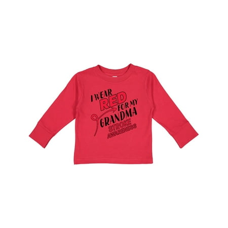 

Inktastic I Wear Red for my Grandma- Stroke Awareness Gift Toddler Boy or Toddler Girl Long Sleeve T-Shirt