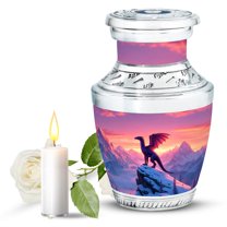 JAGASY Dragon Memorial Urn for Ashes Adult Male & Female, Pink Keepsake Small Urns for Human Ashes, Snowy Mountain & Sunset Decorative Urns for Mother, Cremation Urn for Father, (3 Inch)