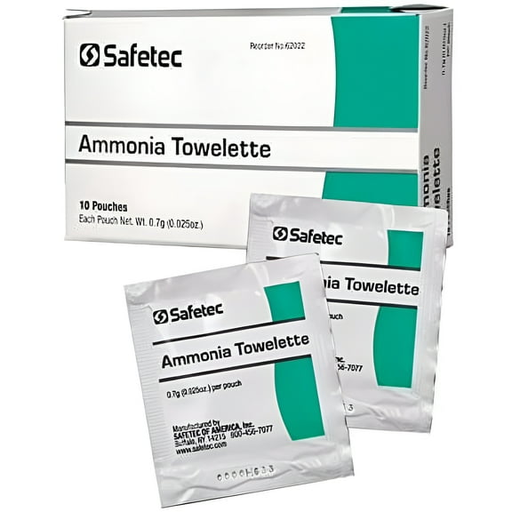 Safetec Ammonia Inhalant Pouches First Aid, 10 per Box