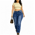 thumbnail image 2 of QERINTE Womens Plus Size bootcut Jeans High Waisted Stretchy Embroidered Jeans Curvy, 2 of 6