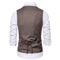 thumbnail image 5 of ZCFZJW Men's Classic Slim Fit Dress Vest Formal Wedding Prom Tuxedo Suit Business Dress Vest Waistcoat with Pockets Brown XXL, 5 of 8