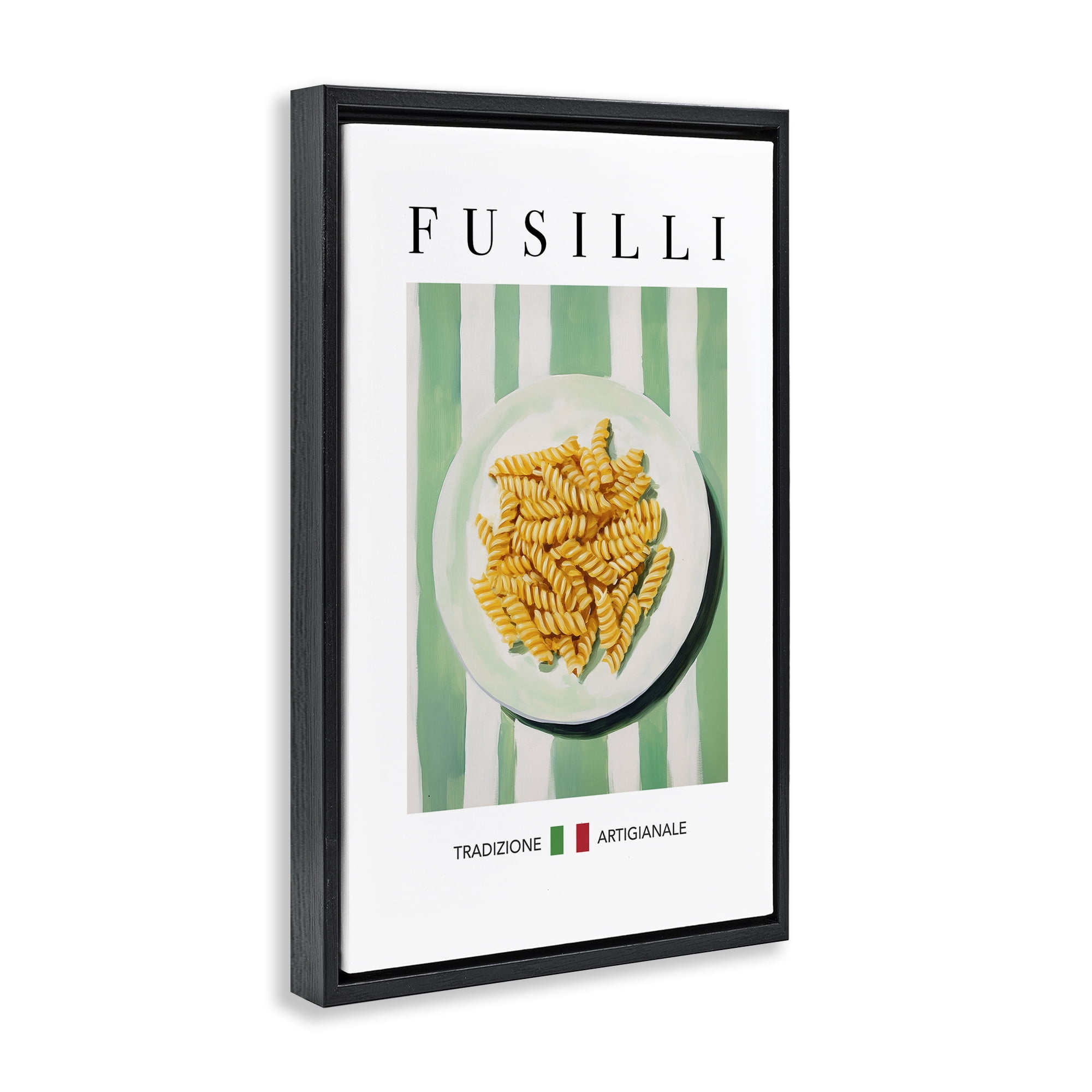 Stupell Industries Traditional Fusilli Pasta Food & Beverage Painting Black Floater Framed Canvas Art Print Wall Art, 21 x 31