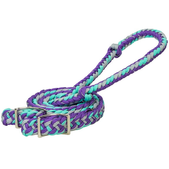 1/2" X 8' Weaver Braided Nylon Horse Barrel Reins Conway Buckle Purple Mint