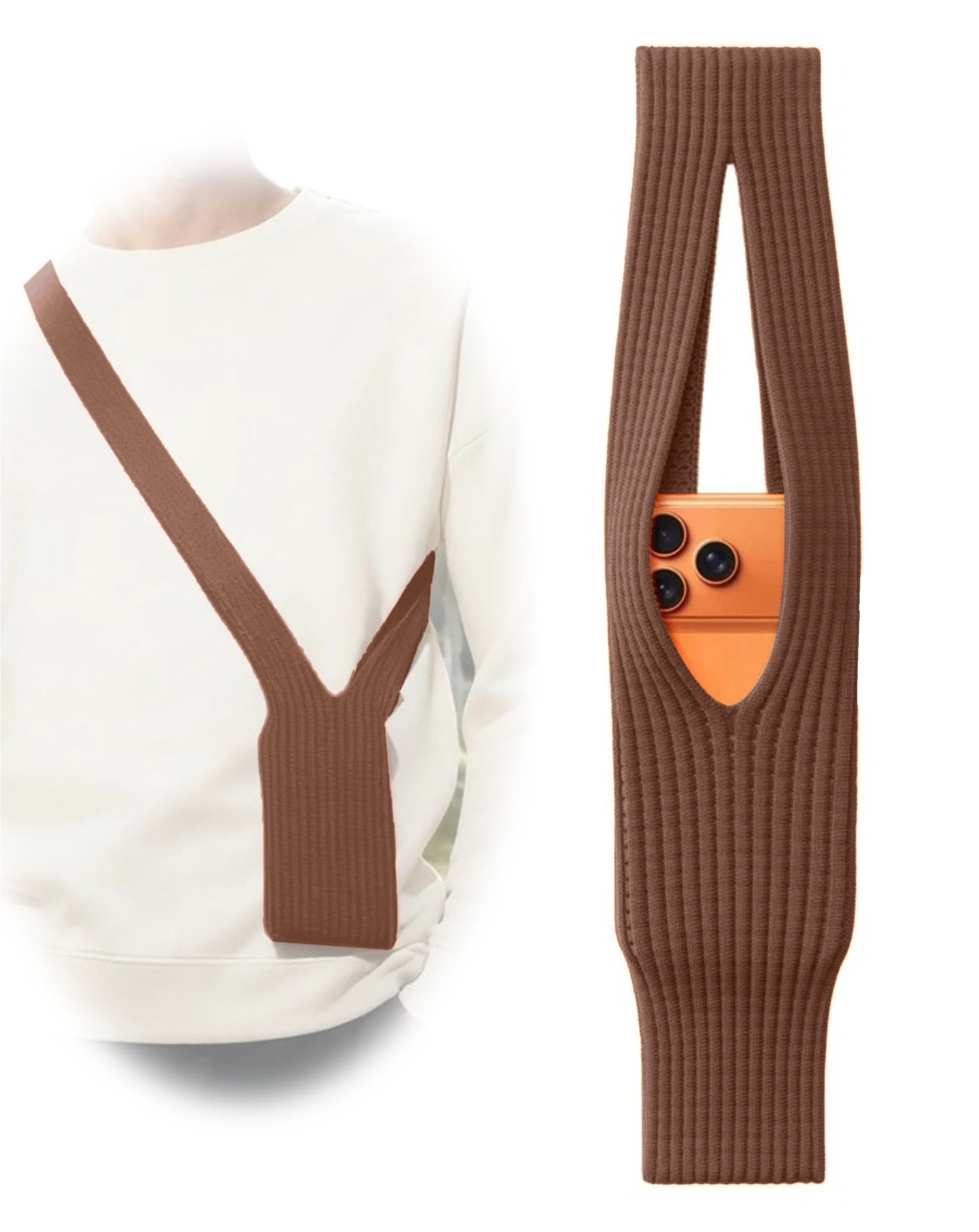 Long SmoothKnit Carry Sleeve for Phones - Cinnamon