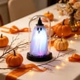 thumbnail image 3 of Halloween Lighted Ghost Decor, Halloween Decorations Indoor-Light Up Ghost in Glass Cloche, Cute Ghost with Light for Home Kitchen Mantel Tabletop Party Decor and Holiday Decorations, Purple, 3 of 7
