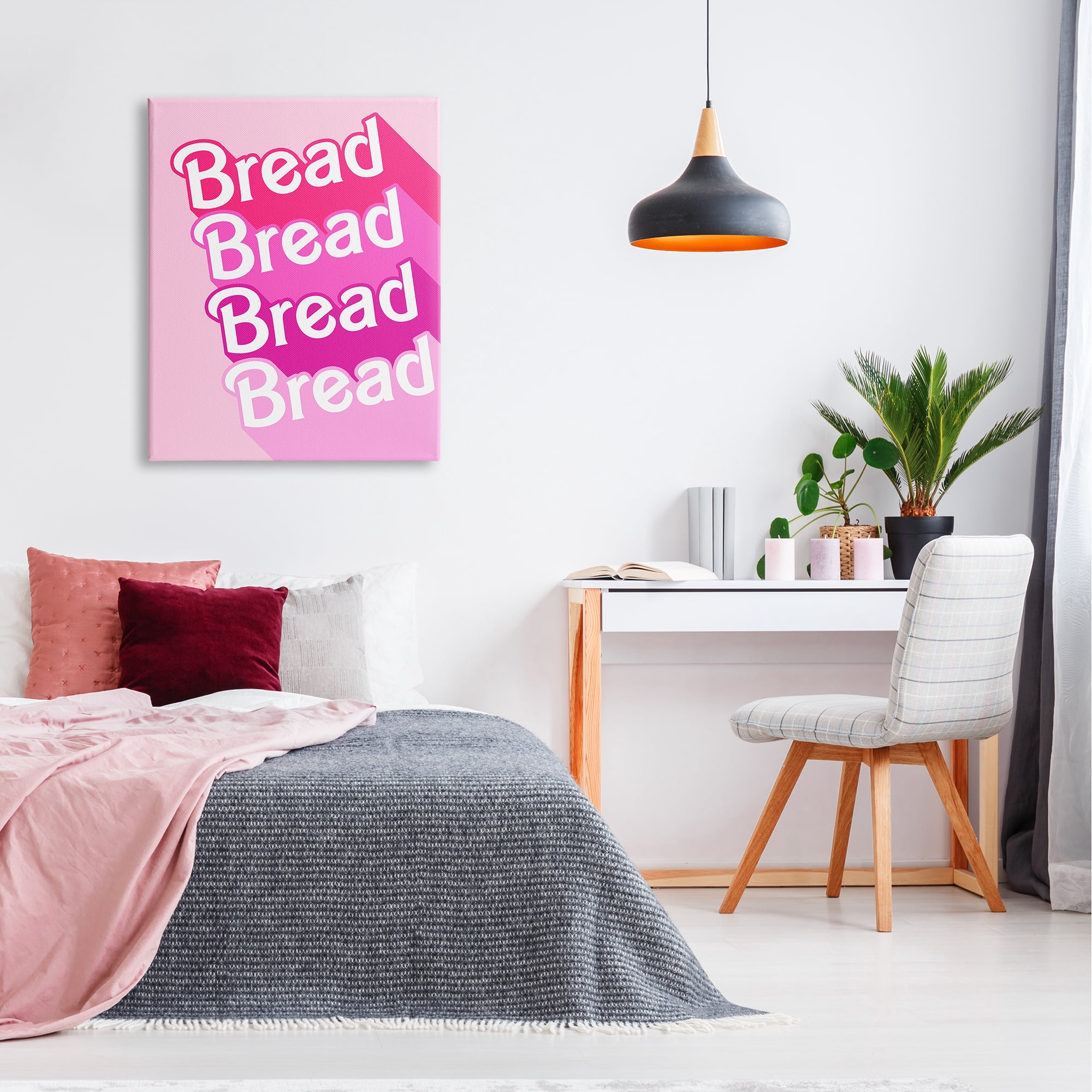 Stupell Industries Bread Pink Phrase Inspirational Painting Gallery Wrapped Canvas Print Wall Art, 30 x 40