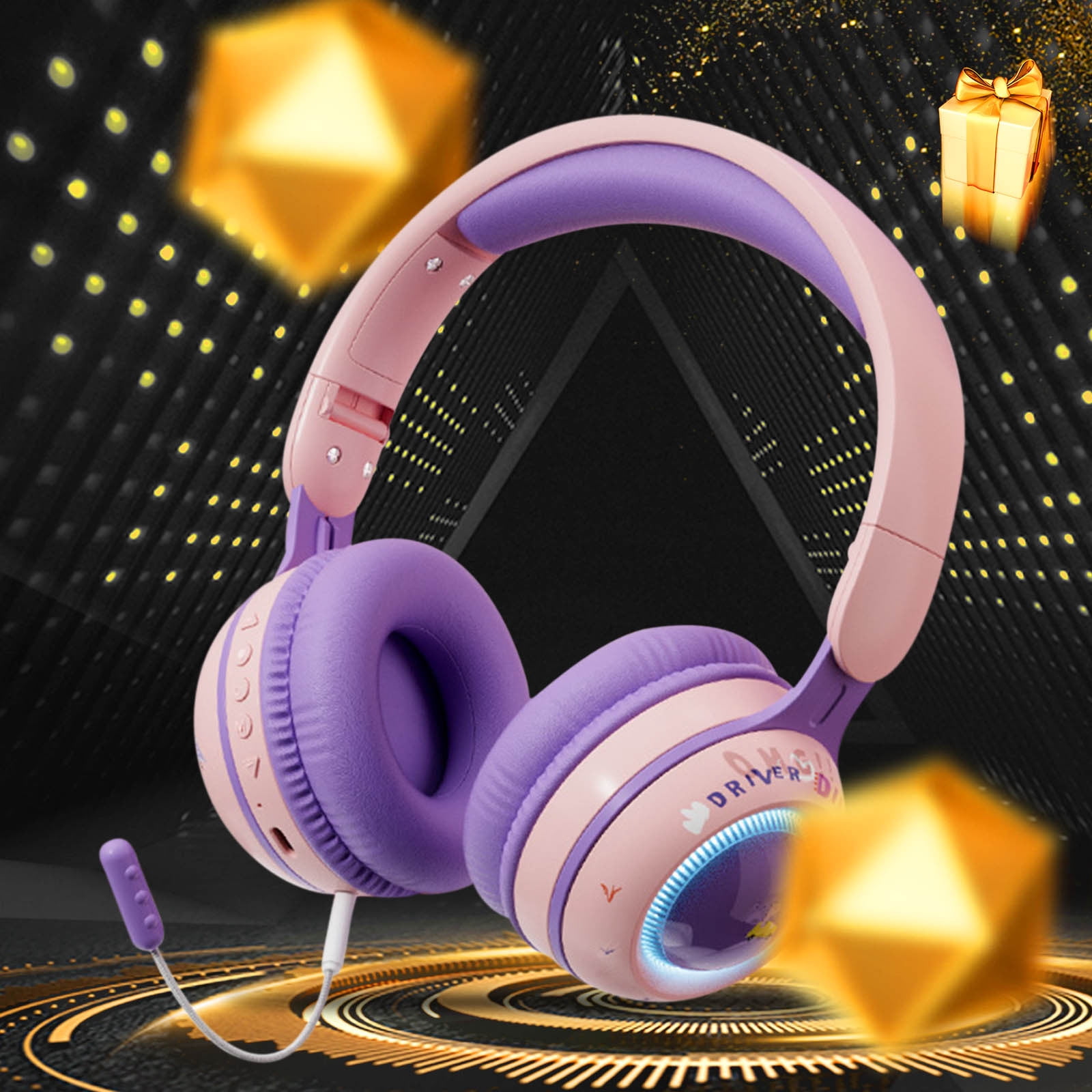 On-Ear Headphones Wired with Mic — Noise Isolating Plug in Headphones, Computer Headphones with Microphone, Headphones for Laptop, Headphones Corded, Headphones with Cord (Aux Jack 3.5mm) - Purple