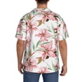 thumbnail image 5 of Xecao offers the Lilies Flowers for Men's Casual Short-sleeved Shirt, a button-up collared shirt with a pocket, perfect for beach vacations and yacht travel in the X-Large size., 5 of 7