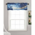 thumbnail image 3 of Blue Gold Ocean Kitchen Valances for Windows Farmhouse Linen Window Valance Curtain for Living Room Window Treatment Summer Modern Coastal Wave Valance Rod Pocket Topper Drape, 42 x 18 Inch, 3 of 6