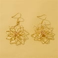 thumbnail image 4 of Exaggerated Hollow Flower Drop Dangle Earrings for Women Silver Gold-Toned Big Handmade Filigree Lotus Statement Dangling Fish Hook Earring Lightweight Fashion Floral Holiday Jewelry for Mother, 4 of 12