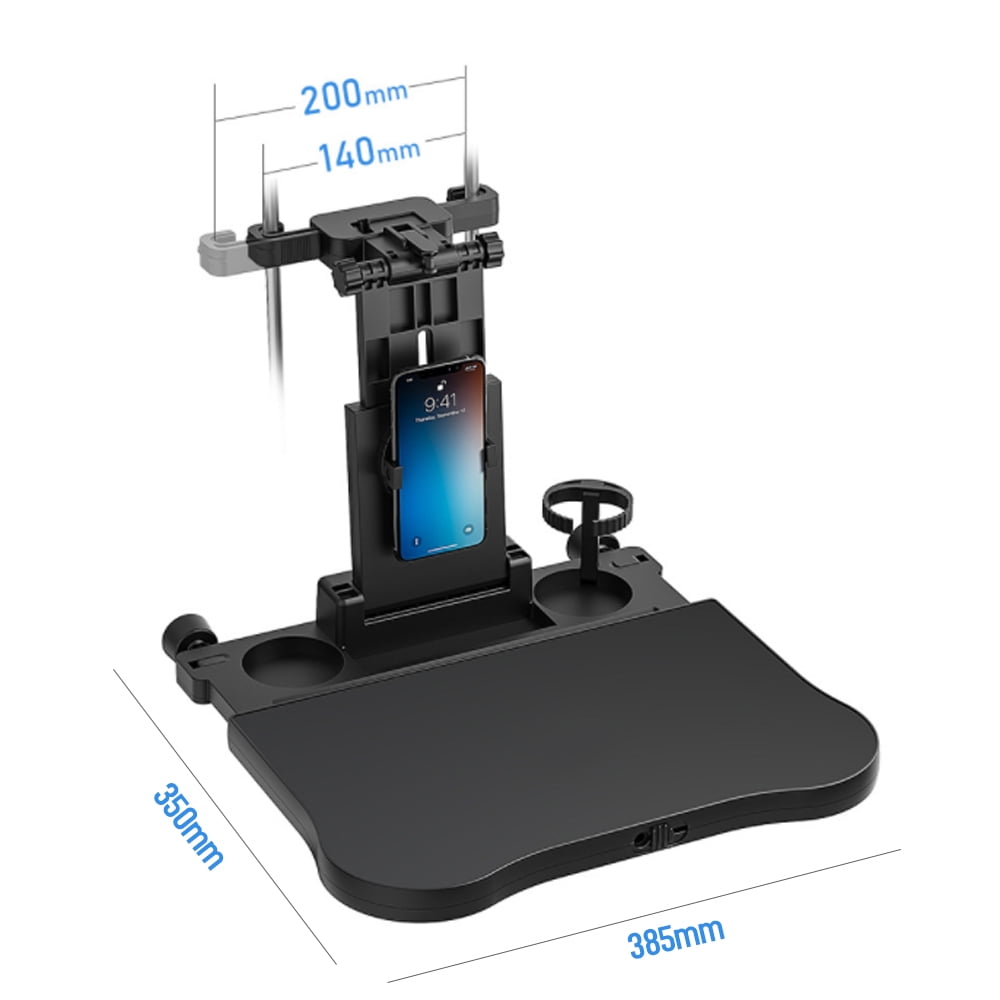 Car Adjustable Car Seat Travel Table Multifunctional Foldable Car Back Seat Food Tray, Car Table With Phone Holder For Working, Writing, Eating Black