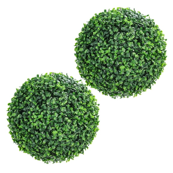 Luku Artificial Plant Topiary Ball Set of 2, Faux Green Boxwood Balls Outdoor Decorative Spheres Evergreen Plants Outside Decor for Porch Backyard Patio Garden Wedding