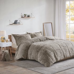 Faux Fur Comforter Set 3 Piece Full Queen Comforter And Sham Set