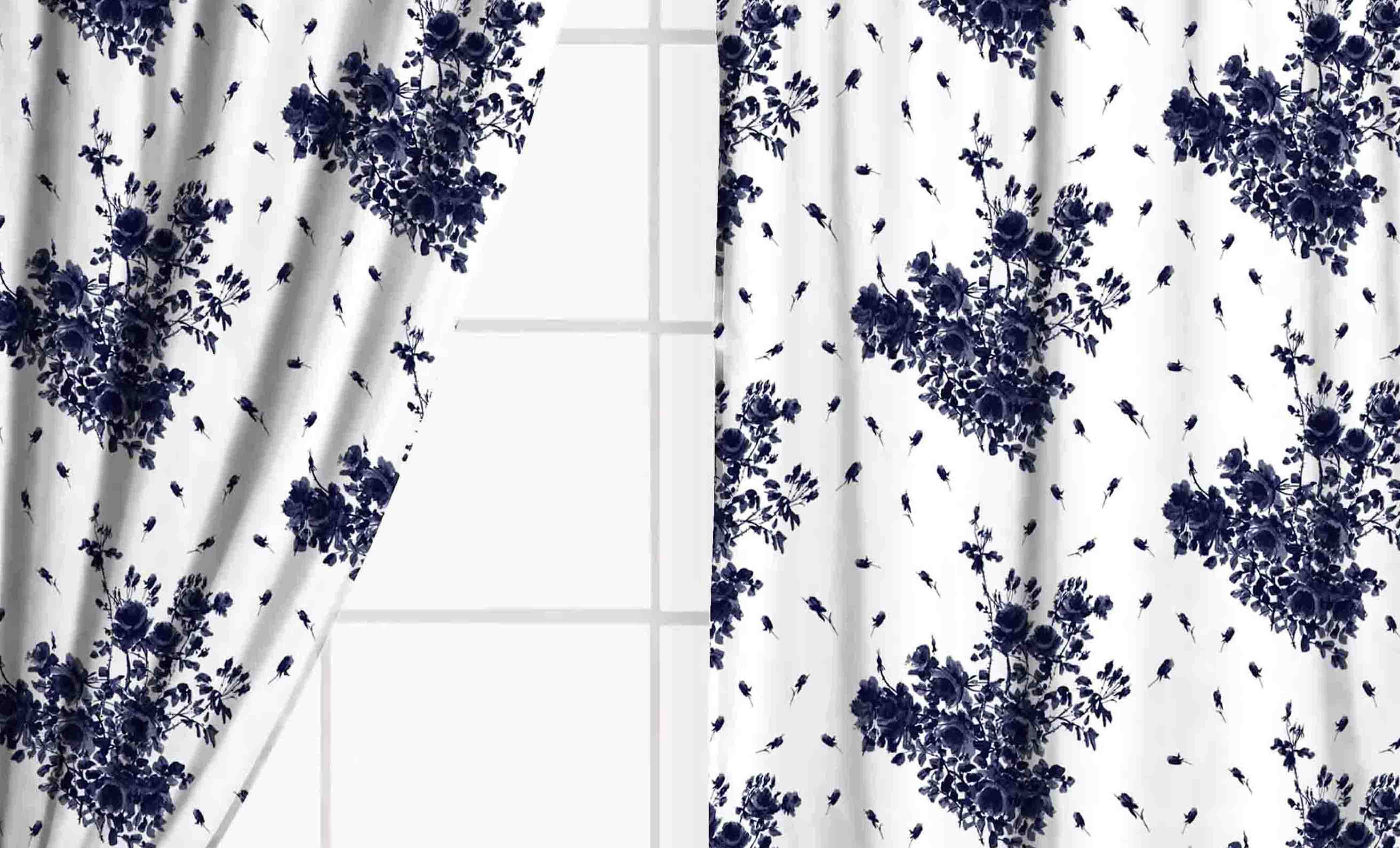 Rose Floral Window Curtain Set