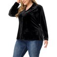 thumbnail image 4 of MODA NOVA Juniors Plus Size Work Lapel Long Sleeve Button Down Velvet Shirt, 4 of 5
