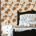 thumbnail image 2 of Boho Peel and Stick Wallpaper Vintage Floral Beige Brown White Flowers Wall Mural 23.6in x 9.8ft Self Adhesive Removable Wall Paper Renter Friendly Wallpaper for Bathroom Kitchen Kids Bedroom, 2 of 8
