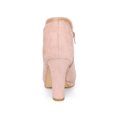 thumbnail image 2 of BLISSFUL STEP Women's Round Toe Block Heels Ankle Heel Boots Pink 7.5, 2 of 7