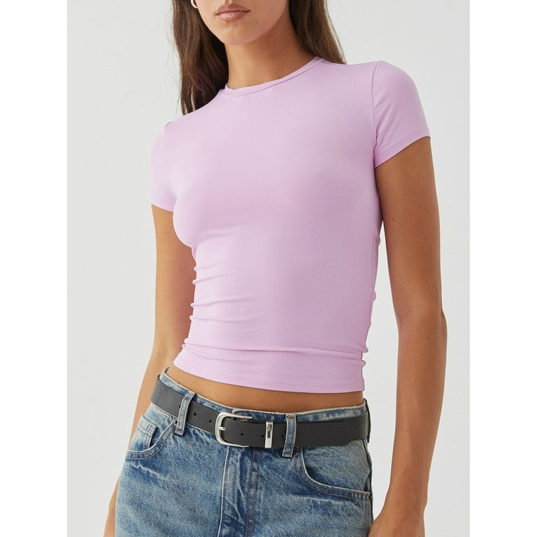 Fashion Street Solid Split Joint O Neck Tops Fashion Street Solid Split Joint O Neck Tops