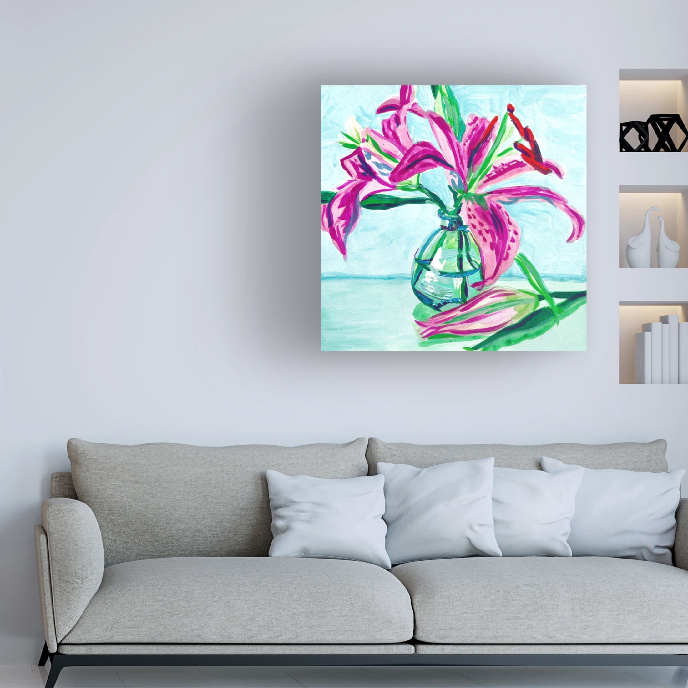 Trademark Fine Art Key and Sea Pink Lilies Canvas Wall Art