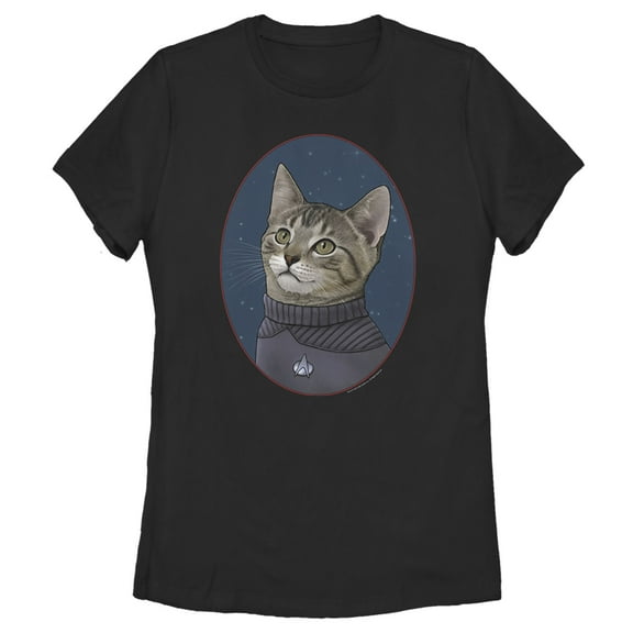 Women's Star Trek: The Next Generation Officer Wesley Crusher Cat Graphic Tee Black 2X Large