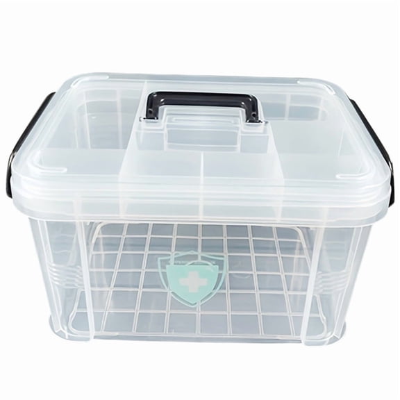 Large Capacity Double-Layer Medicine Organizer Box - Waterproof, Transparent Storage for Home & Travel