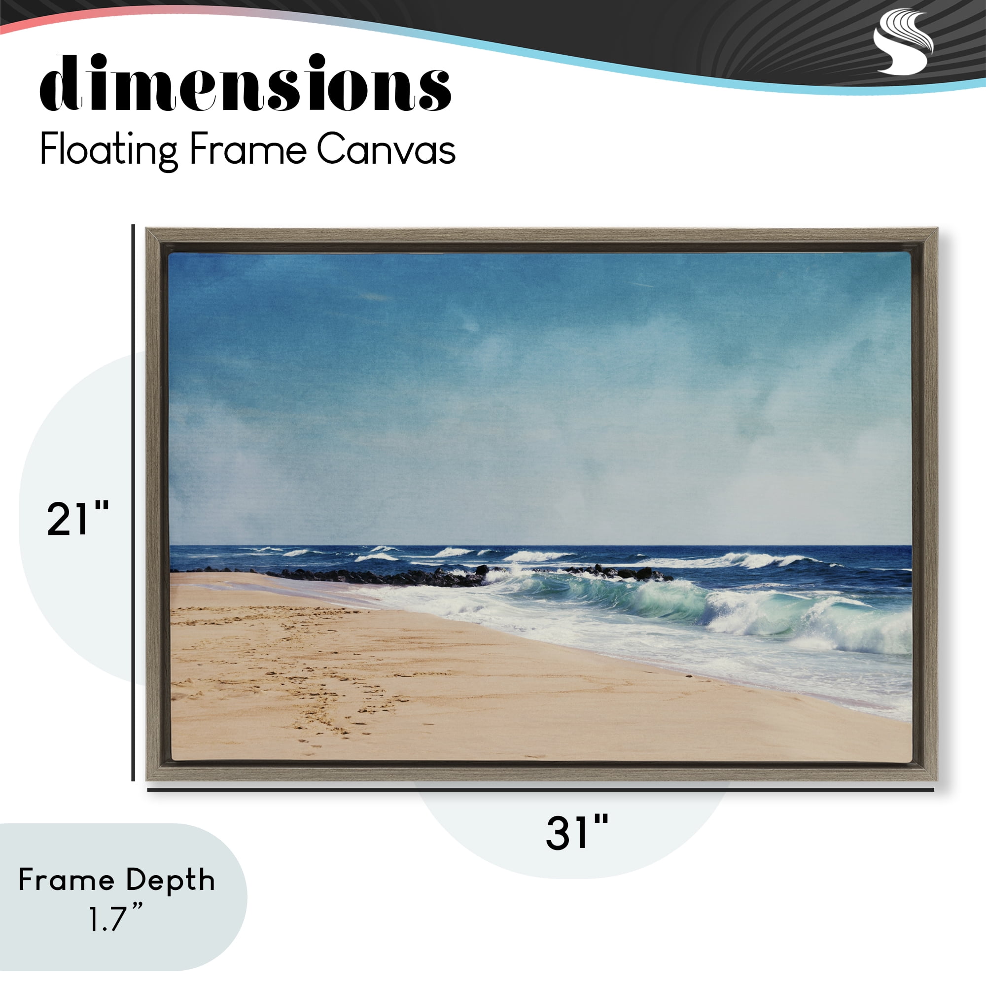 Stupell Industries Atlantic Waves Shoreline Brown Framed Floater Canvas Wall Art, design by Dirk Wüstenhagen