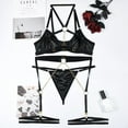 thumbnail image 4 of Sexy Pu Leather Strappy Underwire Garter Belt Lingerie Set, 4 of 6