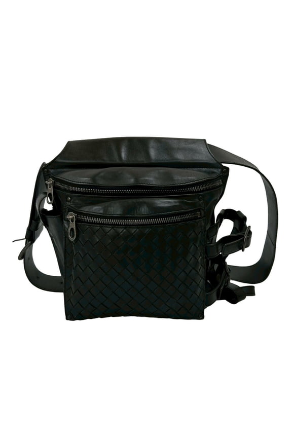 Pre-Owned BOTTEGA VENETA Intrecciato Leather Body Bag/Shoulder Bag, Black, 19924 (Good)