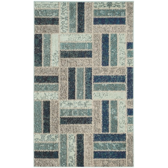 SAFAVIEH Monaco Dermot Geometric Area Rug, Grey/Blue, 3' x 5'