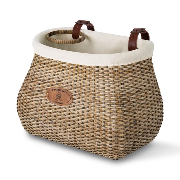 Cesta para bicicleta GRANNY SAYS de ratán de plástico con portavasos